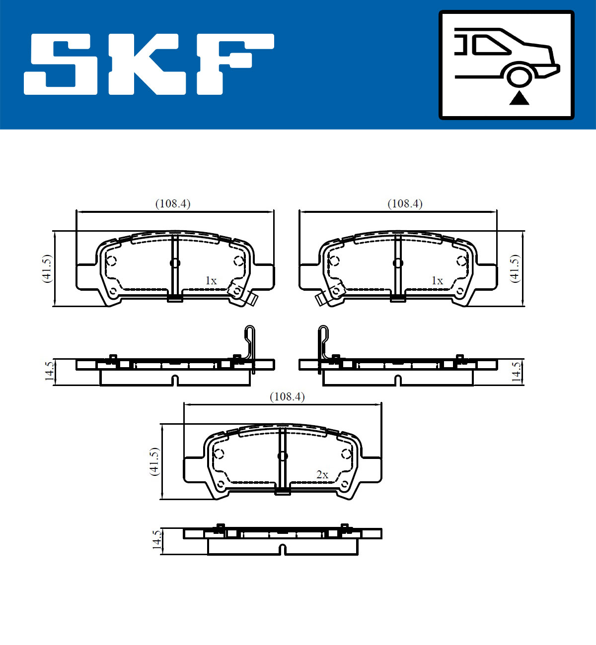 SKF Bremseklodser vkbp90907a for SAAB SUBARU