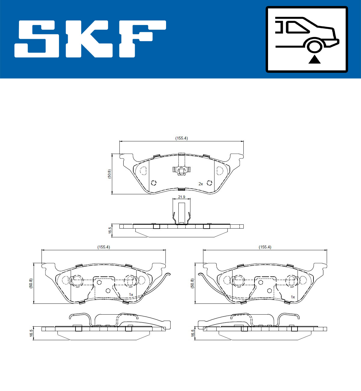 SKF Bremseklodser vkbp90945 for DODGE JEEP CHRYSLER