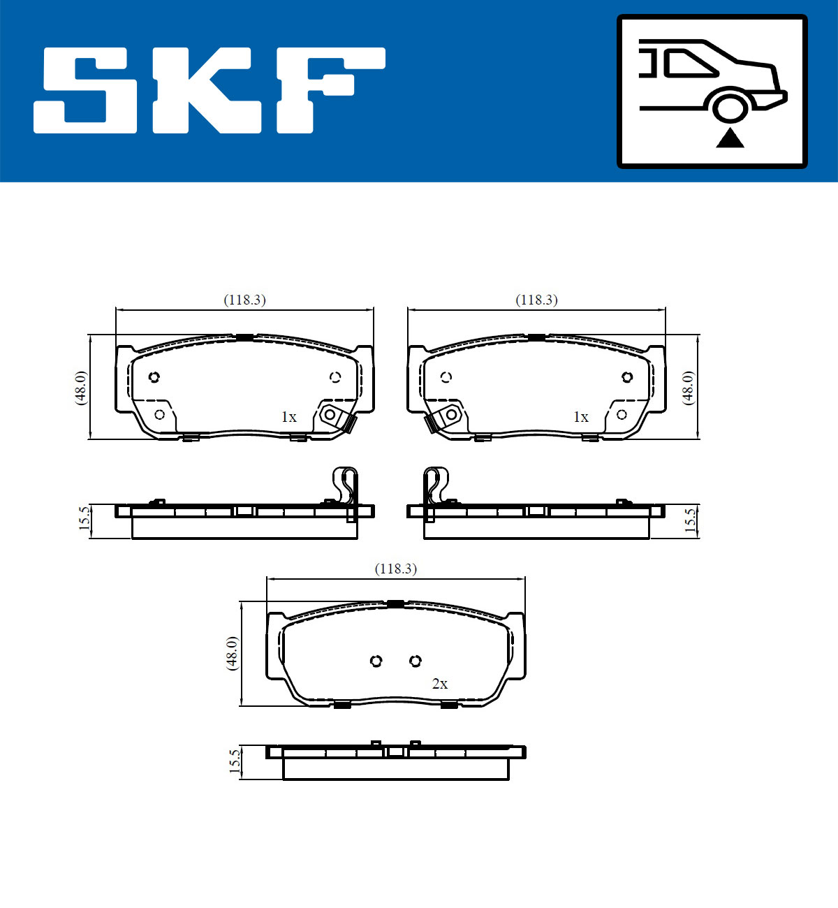 SKF Bremseklodser vkbp91082a for KIA SSANGYONG