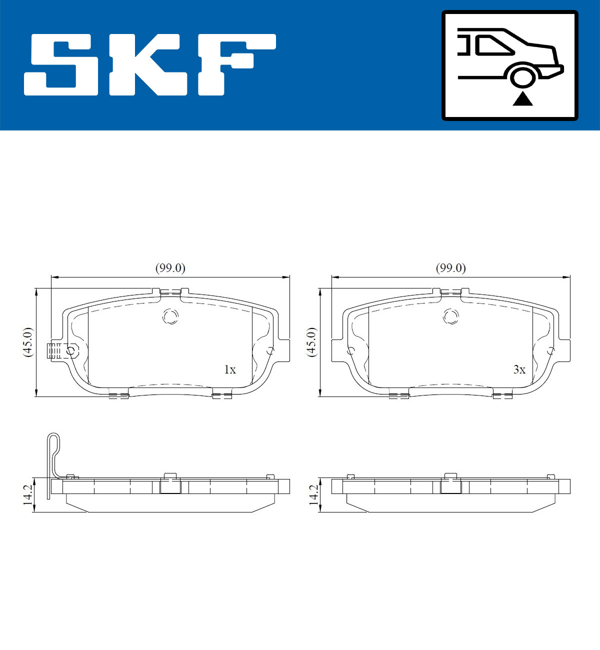 SKF Bremseklodser vkbp91092a for MAZDA FIAT