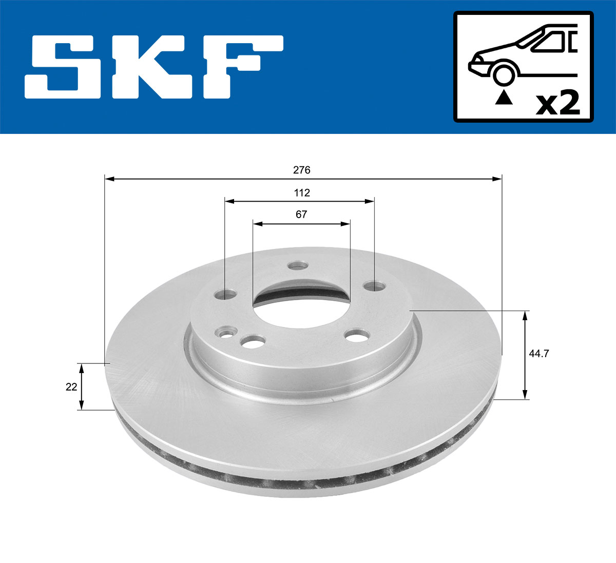 SKF Bremseskive vkbd80063v2 276mm 22mm for MERCEDES-BENZ