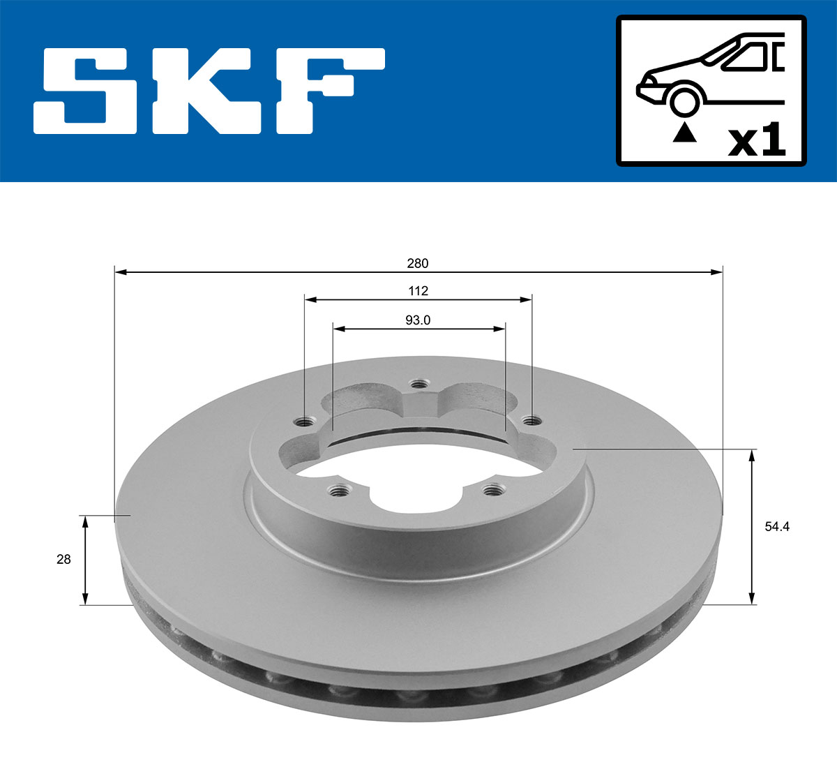 SKF Bremseskive vkbd80066v1 280mm 28mm for FORD