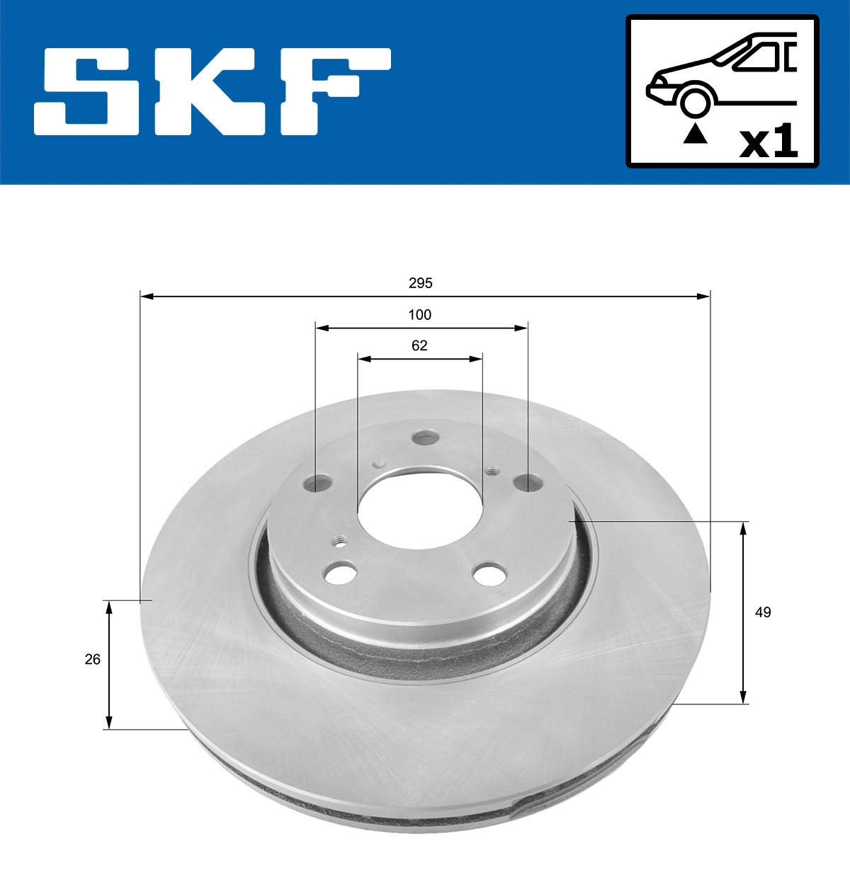 SKF Bremseskive vkbd80078v1 295mm 26mm for TOYOTA