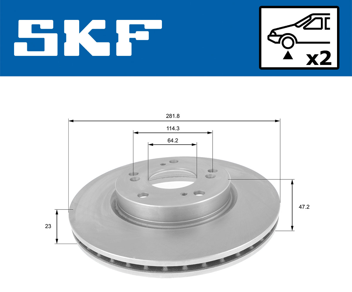 SKF Bremseskive vkbd80095v2 282mm 23mm for HONDA