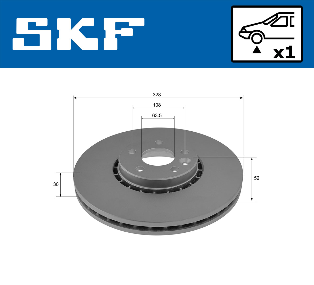 SKF Bremseskive vkbd80128v1 328mm 30mm for VOLVO