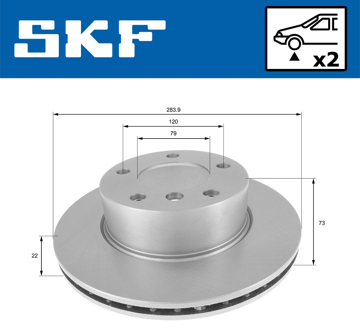 SKF Bremseskive vkbd80133v2 284mm 22mm for BMW