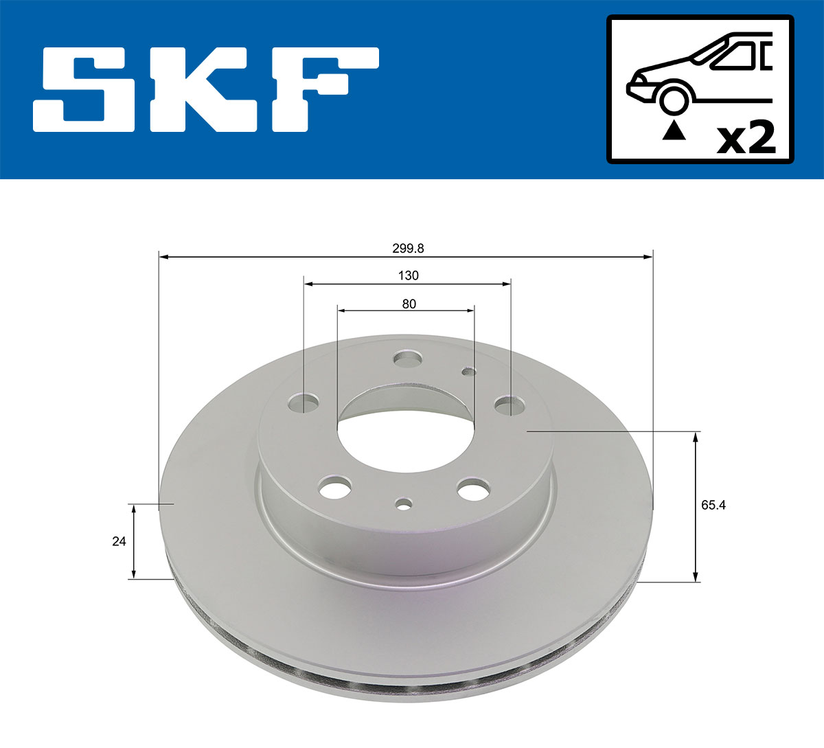 SKF Bremseskive vkbd80177v2 300mm 24mm for PEUGEOT FIAT CITROËN