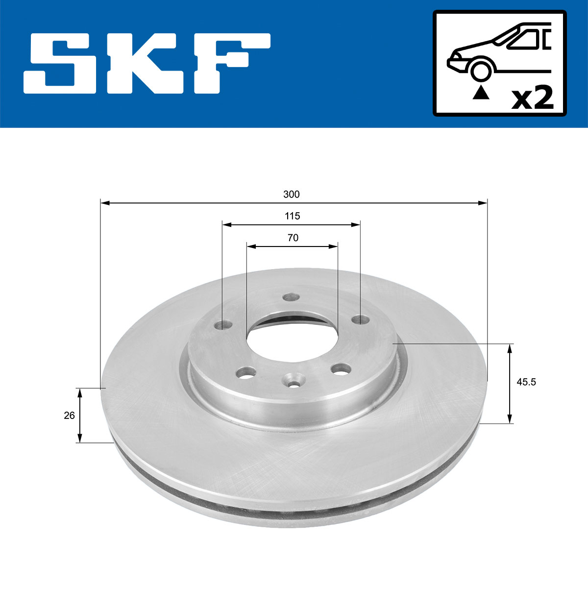 SKF Bremseskive vkbd80194v2 300mm 26mm for VAUXHALL CHEVROLET