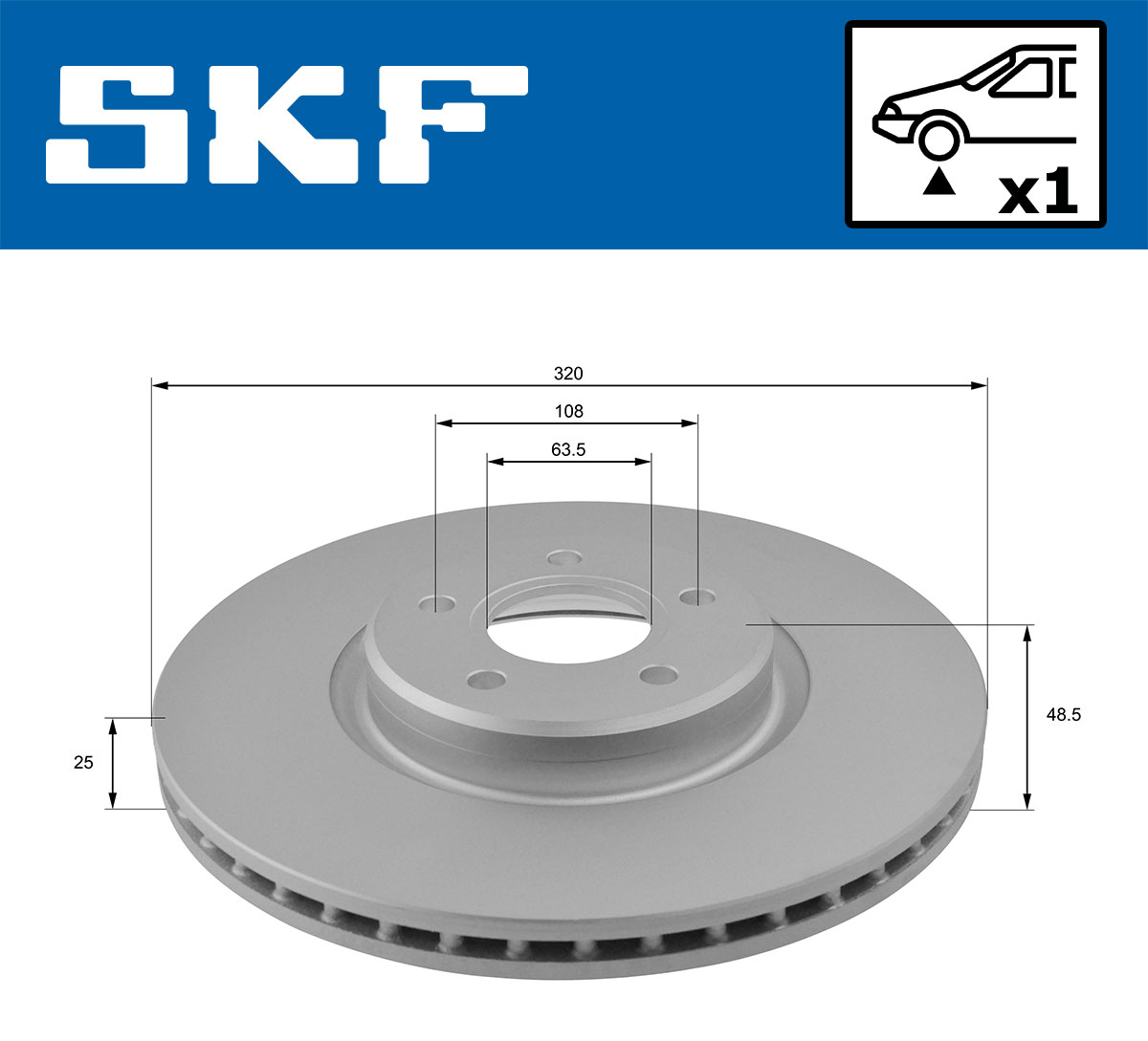 SKF Bremseskive vkbd80223v1 320mm 25mm for FORD VOLVO