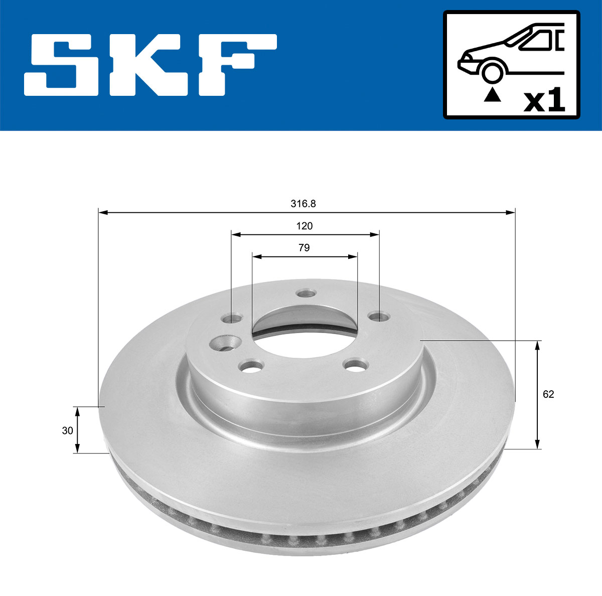 SKF Bremseskive vkbd80227v1 317mm 30mm for LAND ROVER