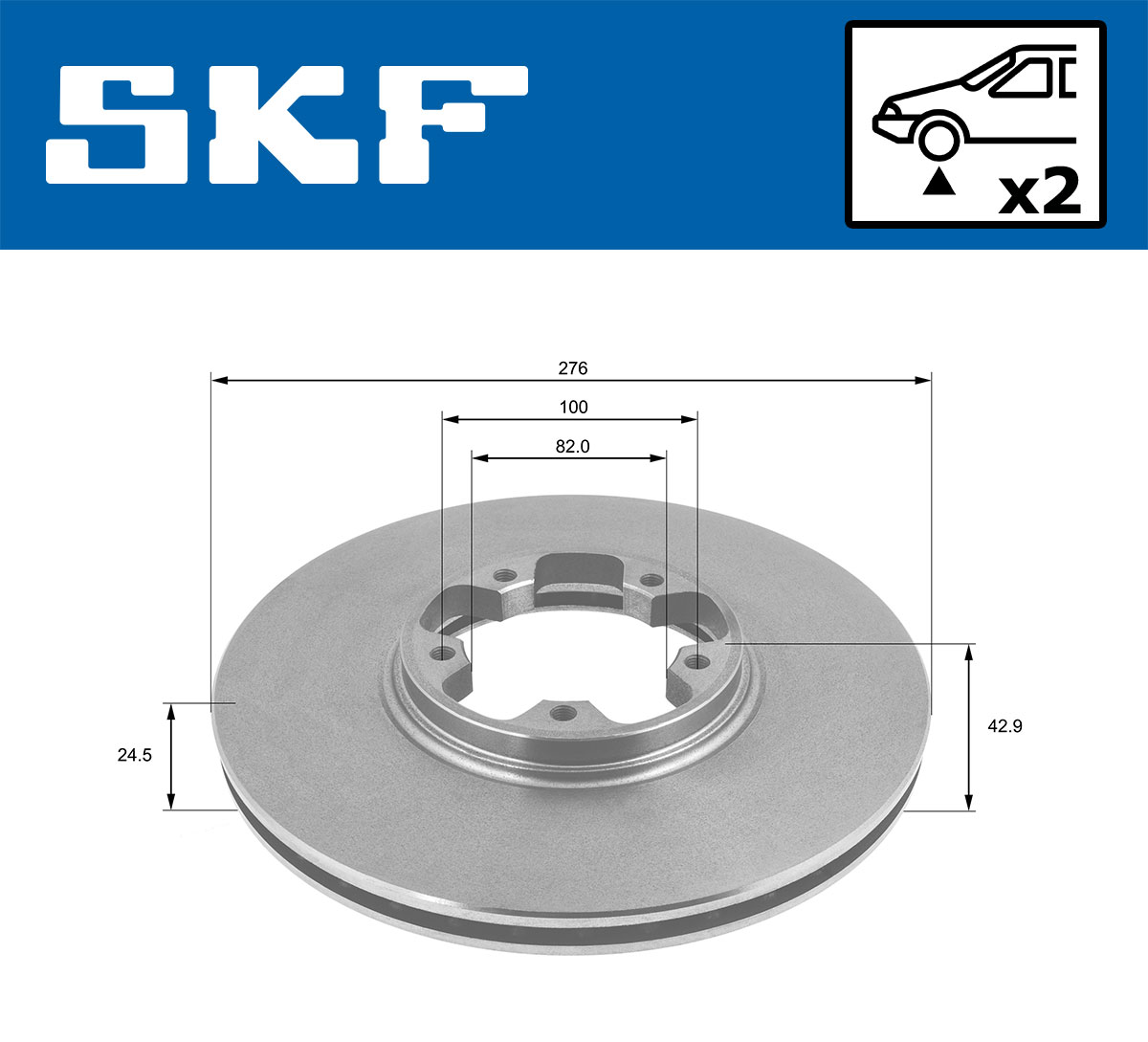 SKF Bremseskive vkbd80255v2 276mm 24mm for FORD