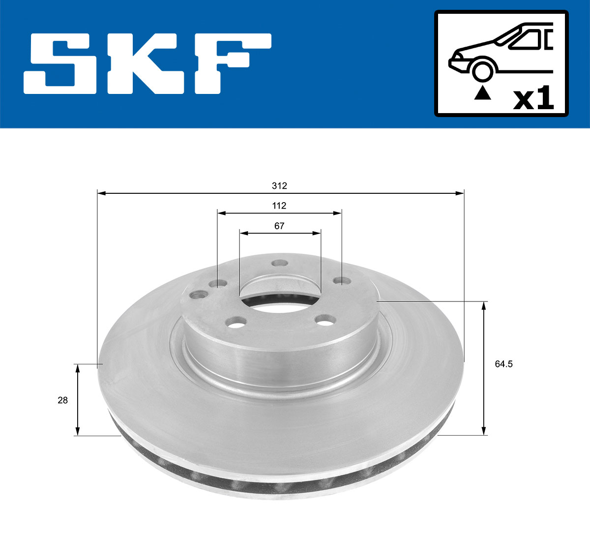 SKF Bremseskive vkbd80256v1 312mm 28mm for MERCEDES-BENZ