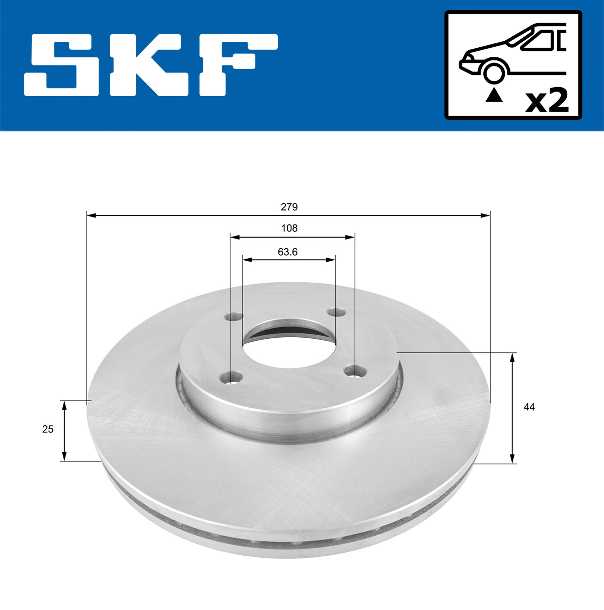 SKF Bremseskive vkbd80271v2 278mm 25mm for FORD