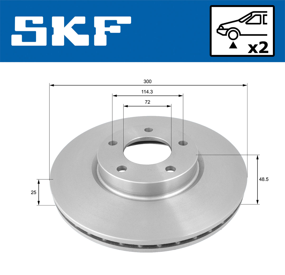 SKF Bremseskive vkbd80273v2 300mm 25mm