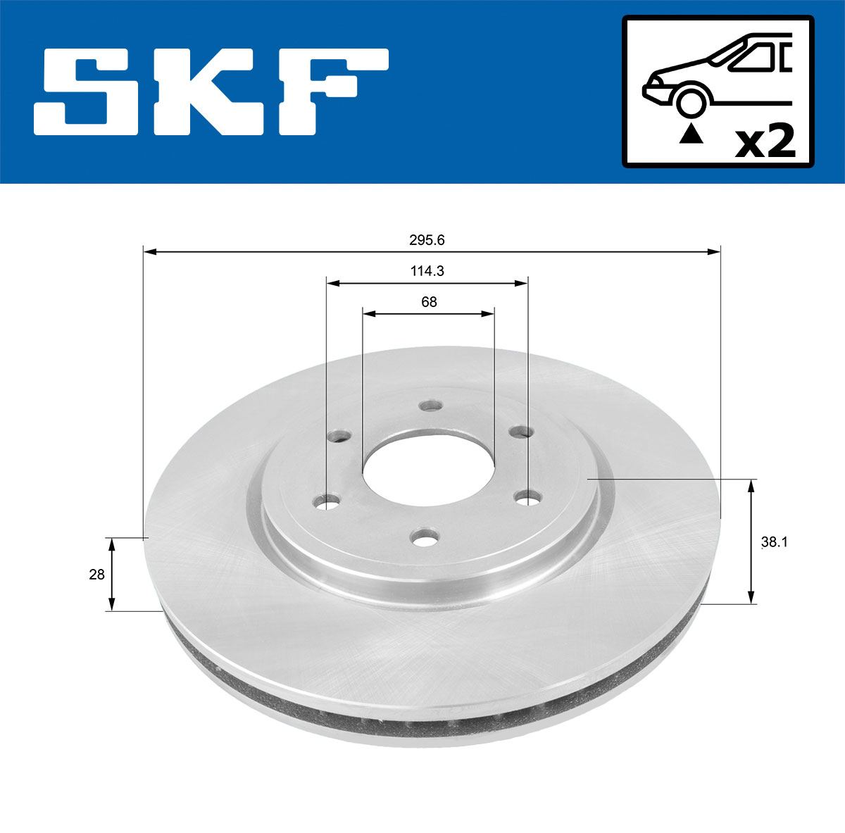 SKF Bremseskive vkbd80280v2 296mm 28mm for NISSAN