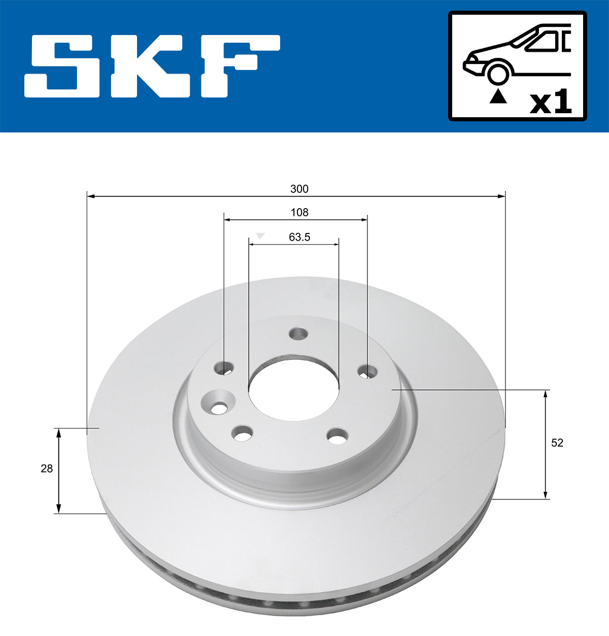 SKF Bremseskive vkbd80283v1 300mm 28mm for FORD