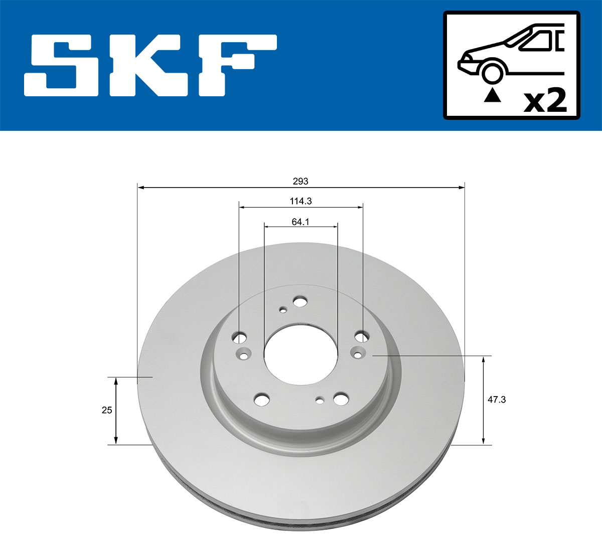 SKF Bremseskive vkbd80289v2 293mm 25mm for HONDA