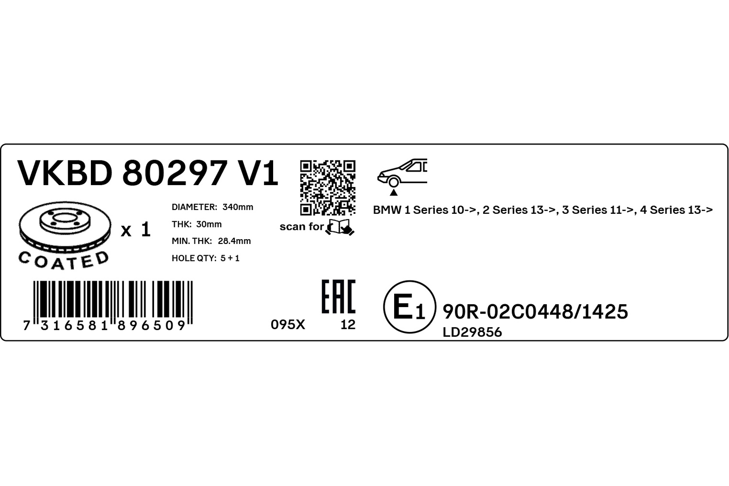 SKF Bremseskive vkbd80297v1 340mm 30mm for BMW