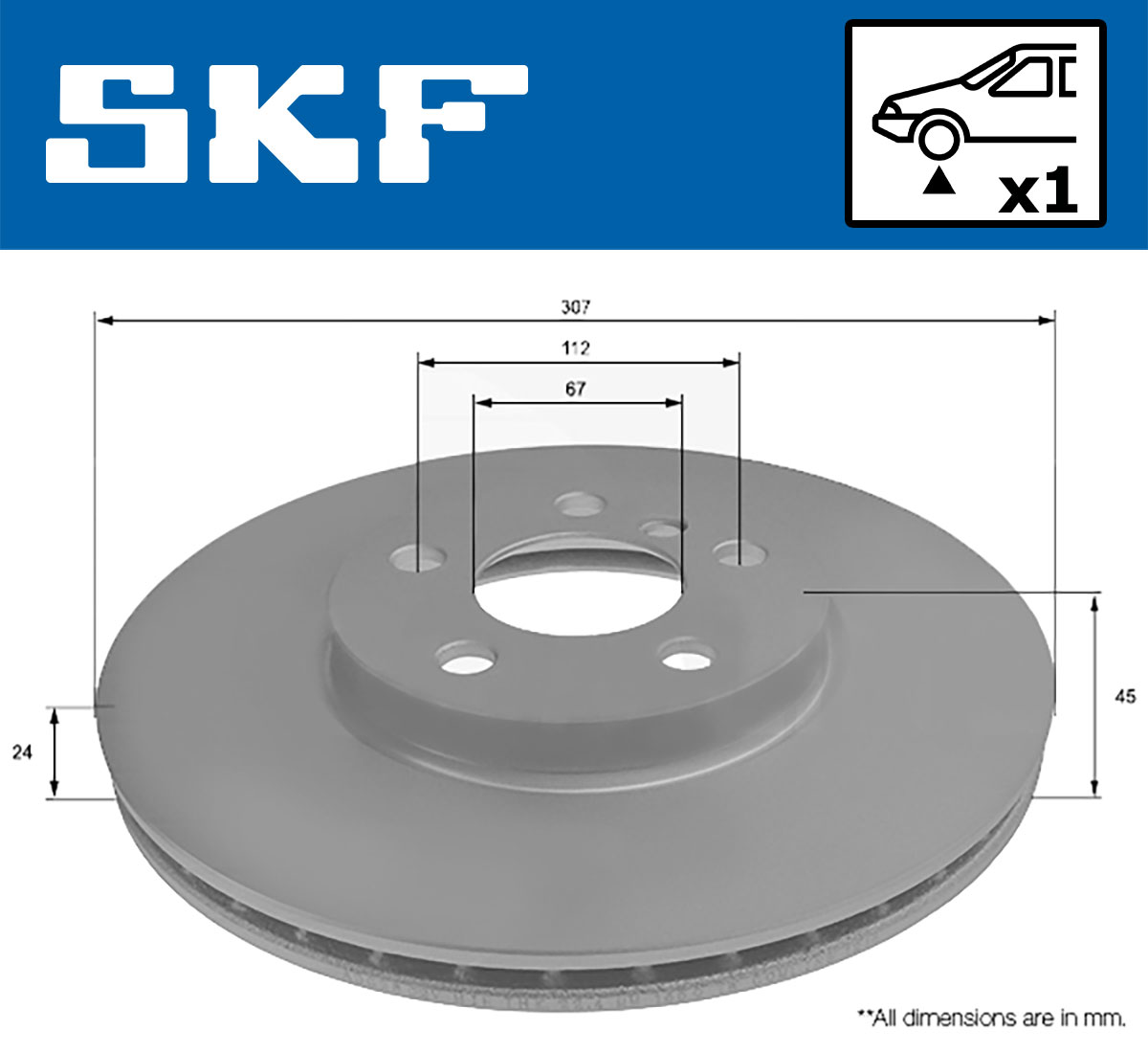 SKF Bremseskive vkbd80304v1 307mm 24mm for MINI BMW