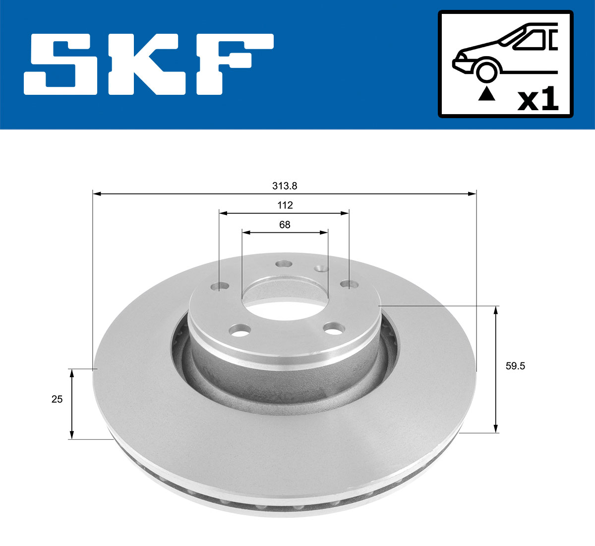 SKF Bremseskive vkbd80305v1 314mm 25mm for AUDI