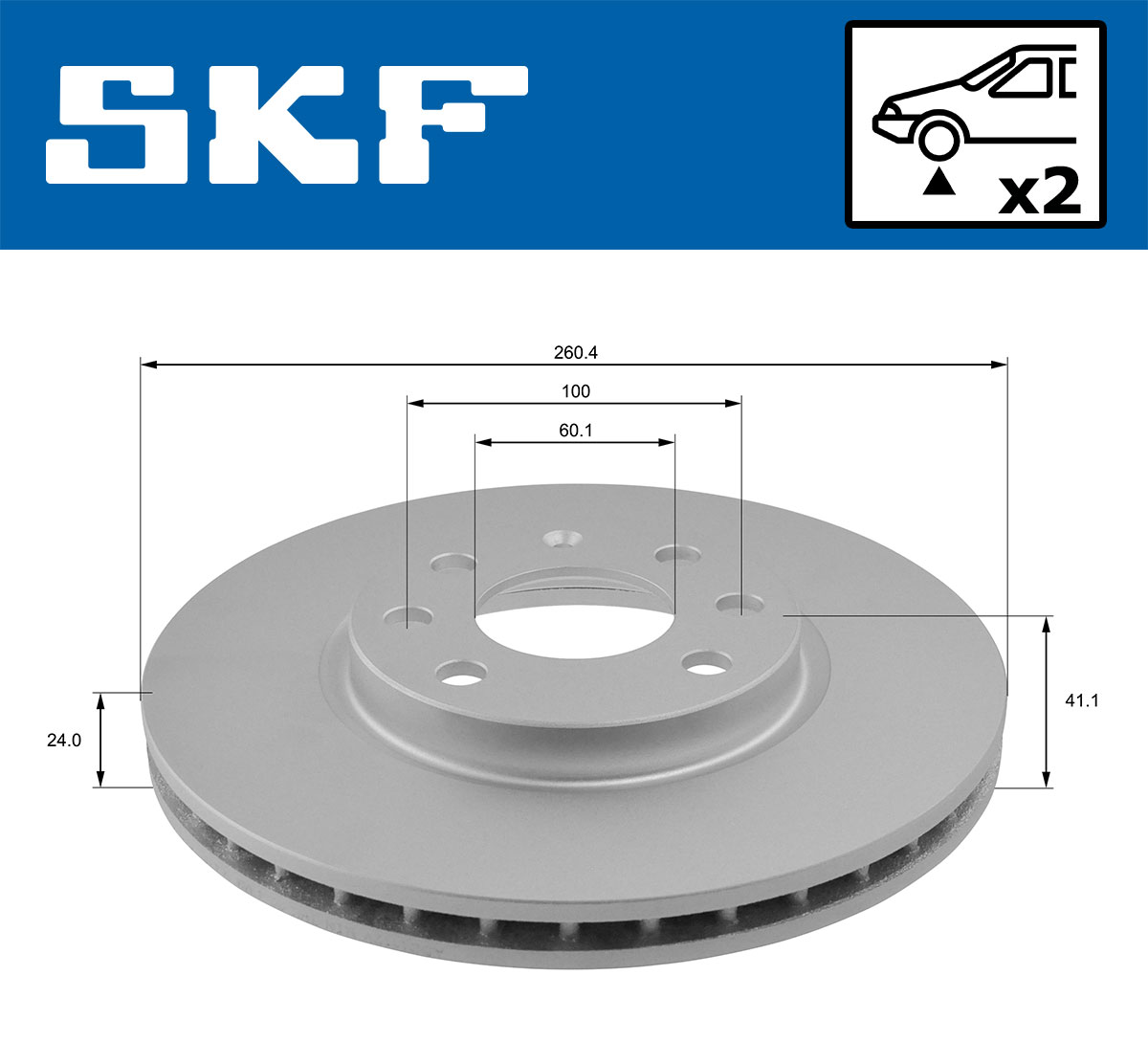 SKF Bremseskive vkbd80324v2 260mm 24mm for OPEL VAUXHALL
