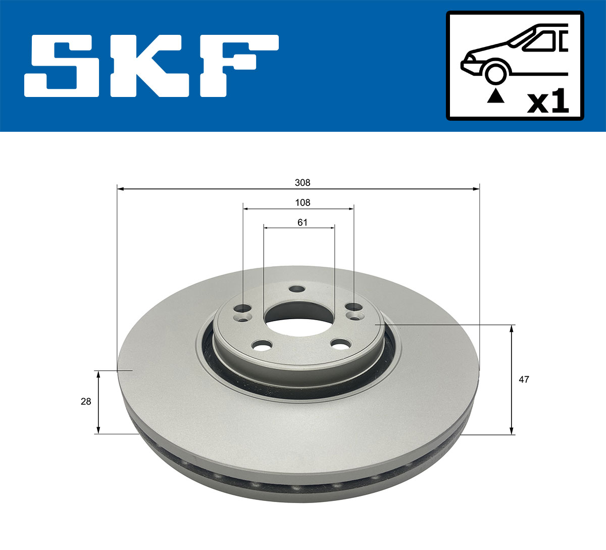 SKF Bremseskive vkbd80326v1 308mm 28mm for RENAULT
