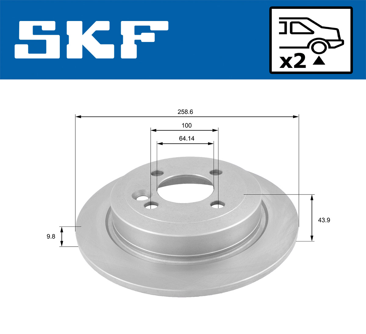 SKF Bremseskive vkbd90050s2 259mm 10mm for MINI