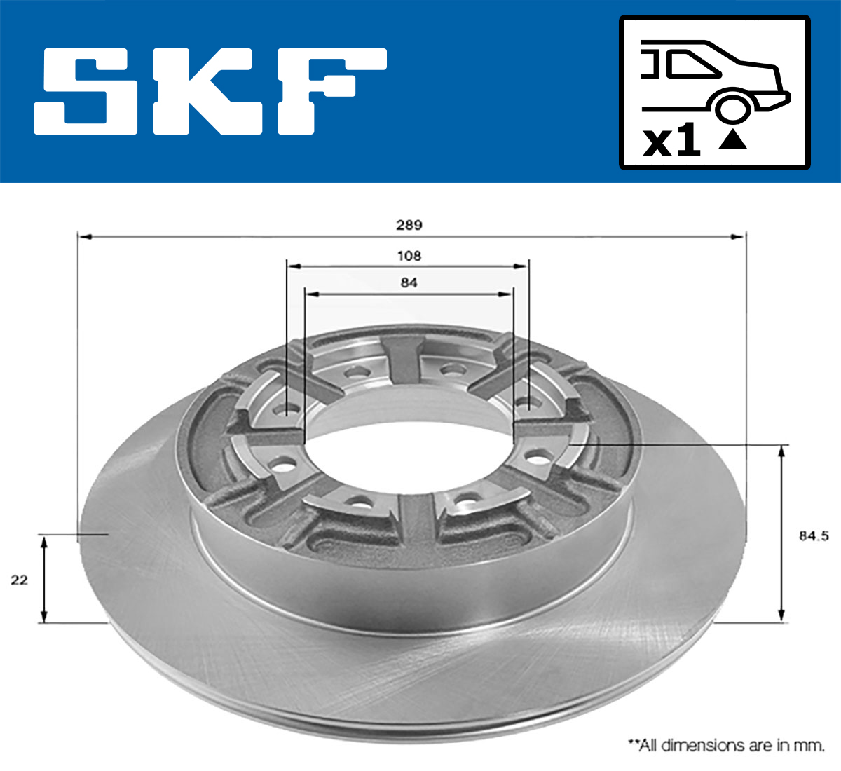 SKF Bremseskive vkbd90098s1 289mm 22mm for IVECO