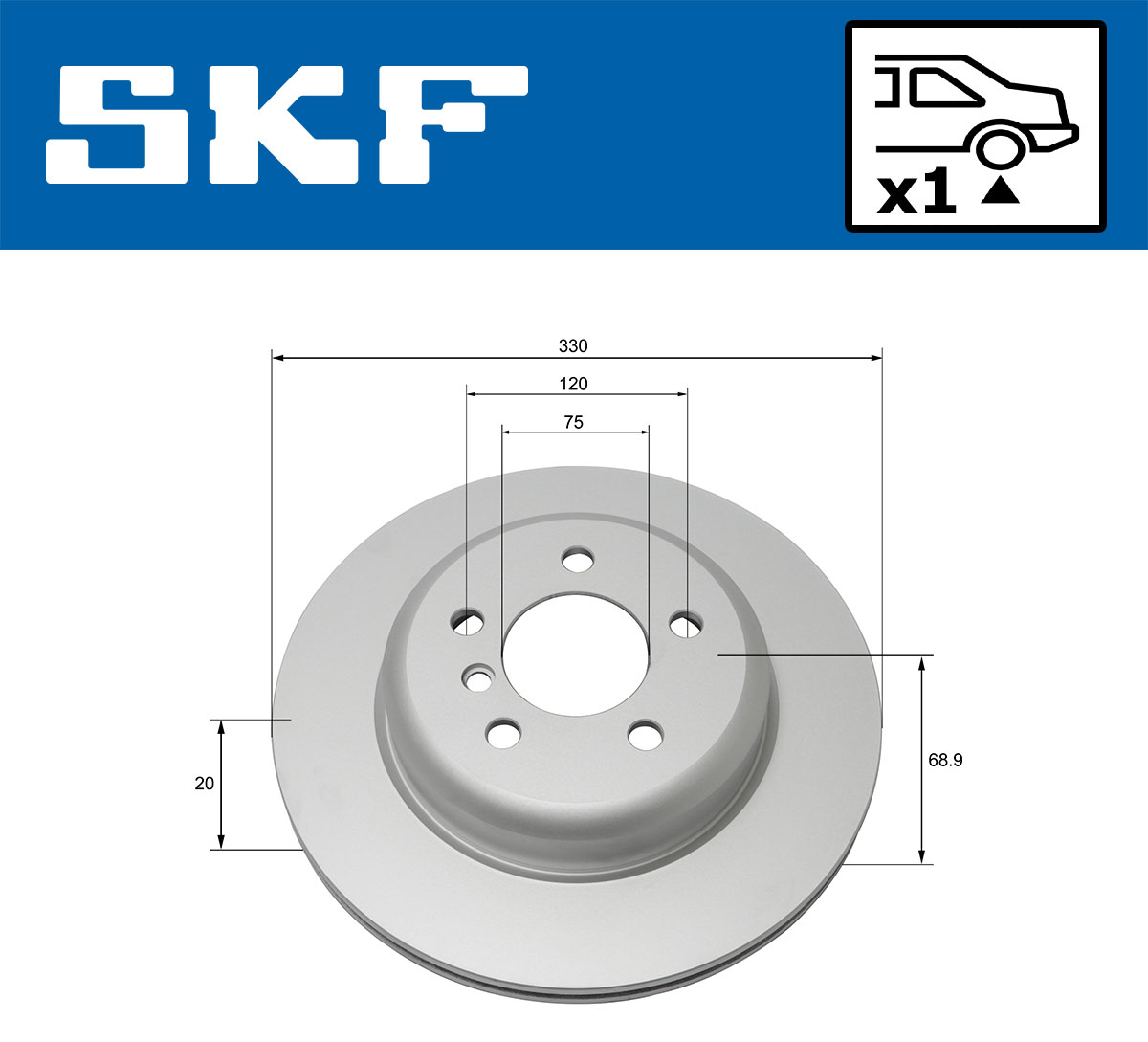 SKF Bremseskive vkbd90102v1 330mm 20mm for BMW