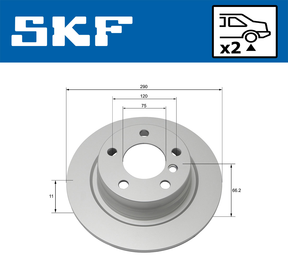 SKF Bremseskive vkbd90107s2 290mm 11mm for BMW