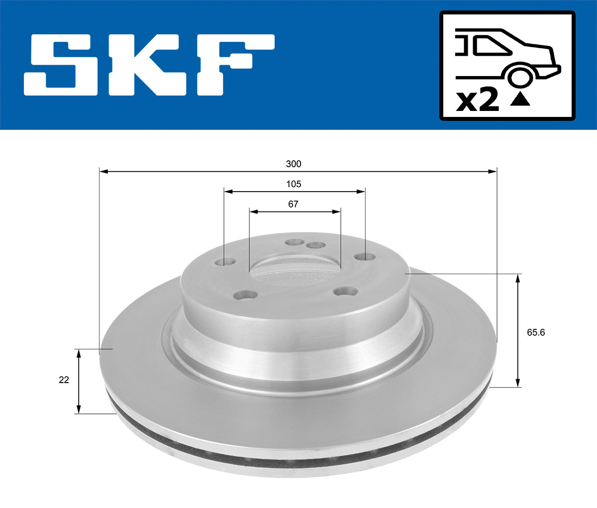 SKF Bremseskive vkbd90118v2 300mm 22mm for MERCEDES-BENZ