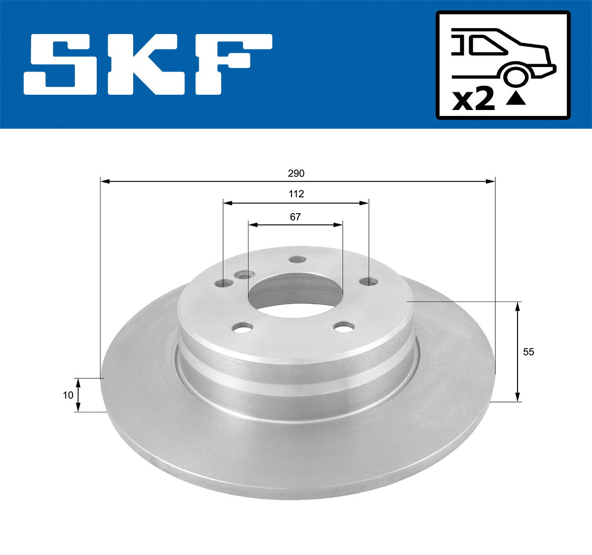 SKF Bremseskive vkbd90151s2 290mm 10mm for MERCEDES-BENZ