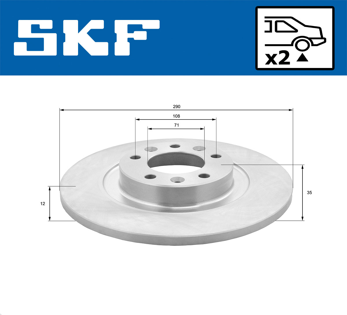 SKF Bremseskive vkbd90155s2 290mm 12mm for VAUXHALL FIAT DS PEUGEOT CITROËN