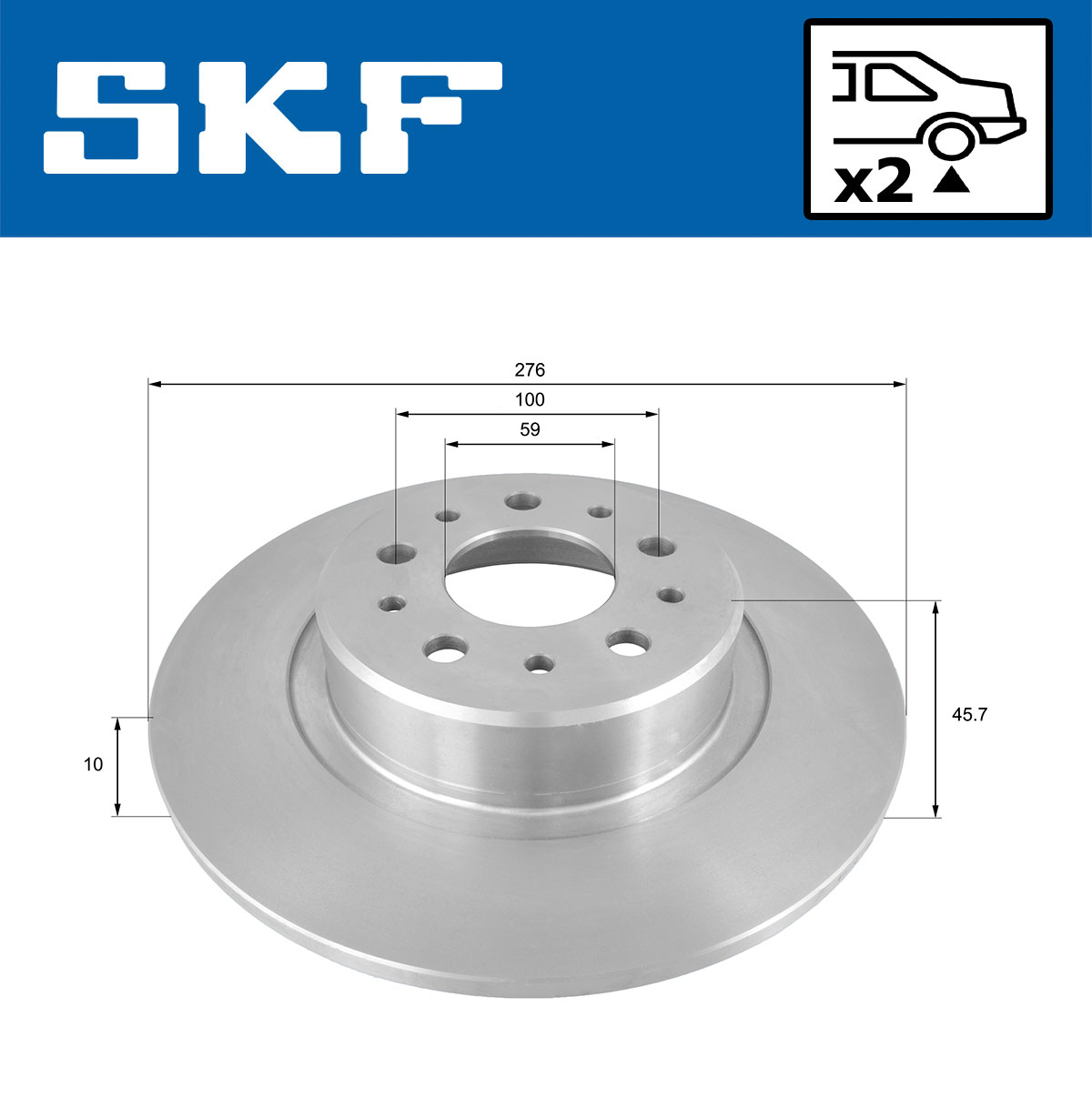 SKF Bremseskive vkbd90193s2 276mm 10mm for ALFA ROMEO