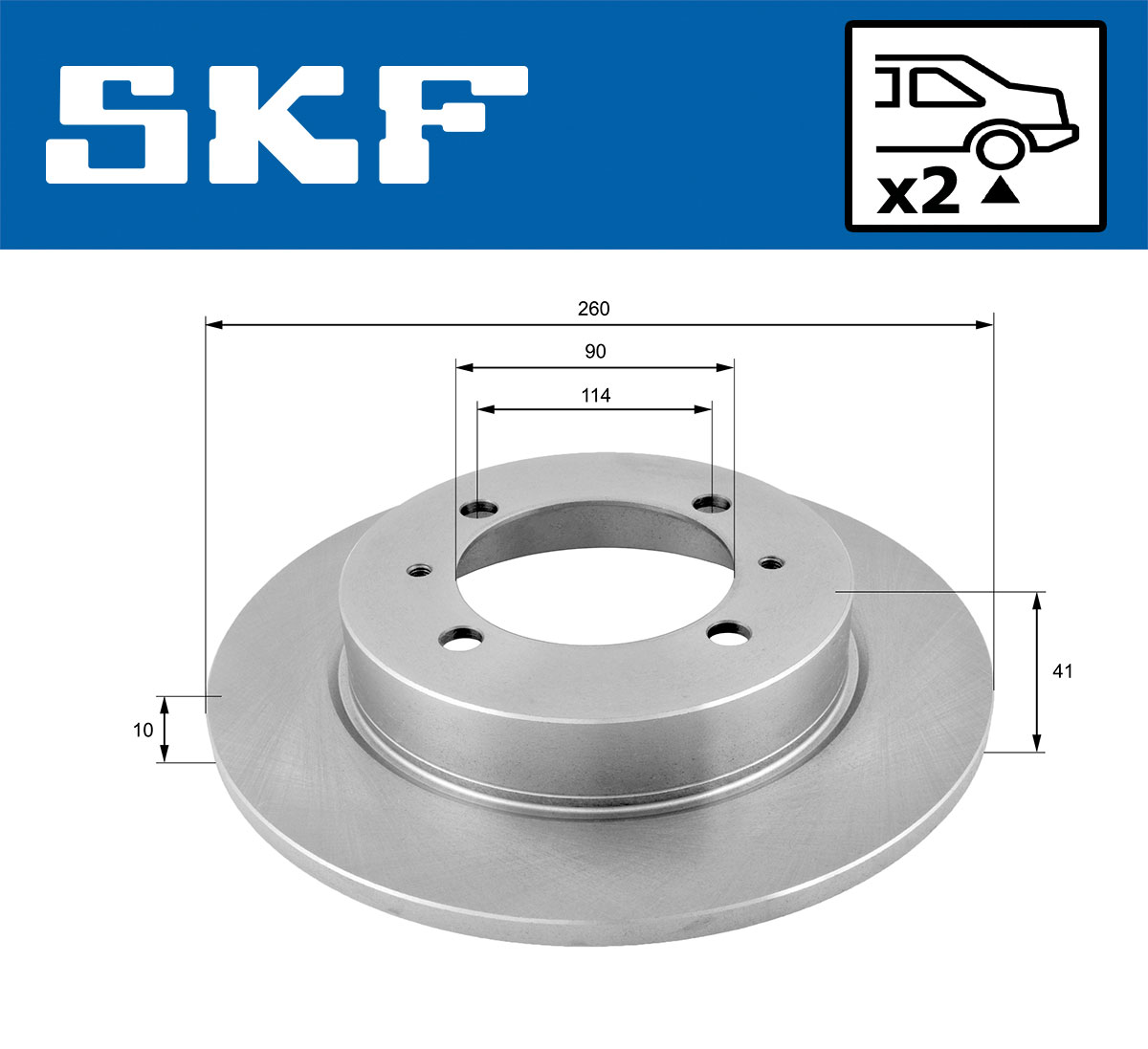 SKF Bremseskive vkbd90201s2 260mm 10mm for VOLVO MITSUBISHI PROTON