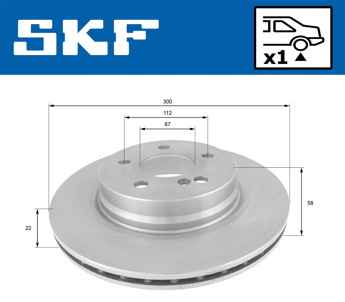 SKF Bremseskive vkbd90204v1 300mm 22mm for MERCEDES-BENZ