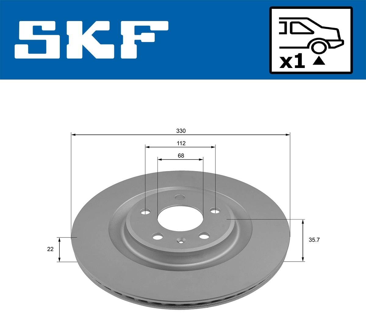SKF Bremseskive vkbd90243v1 330mm 22mm for PORSCHE VW AUDI