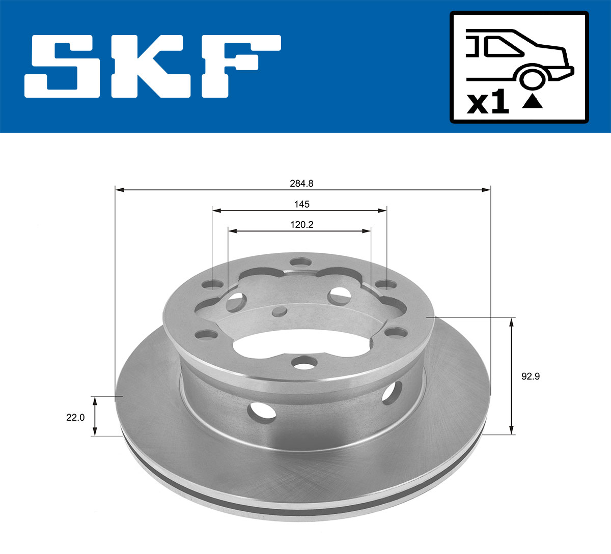 SKF Bremseskive vkbd90252v1 285mm 22mm for VW MERCEDES-BENZ