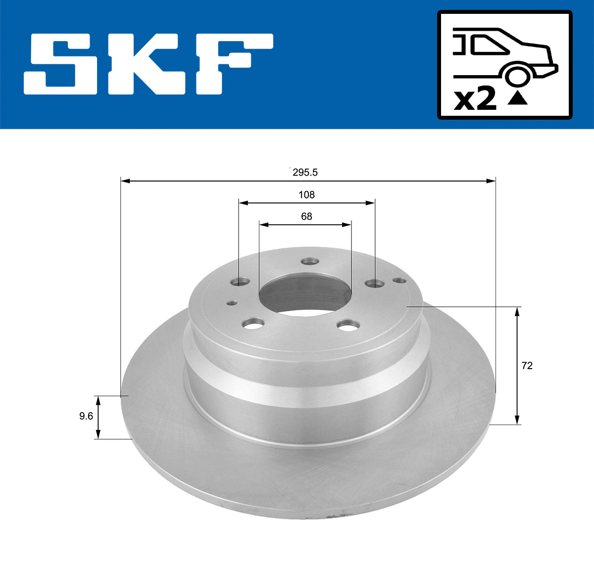 SKF Bremseskive vkbd90291s2 295mm 10mm for VOLVO