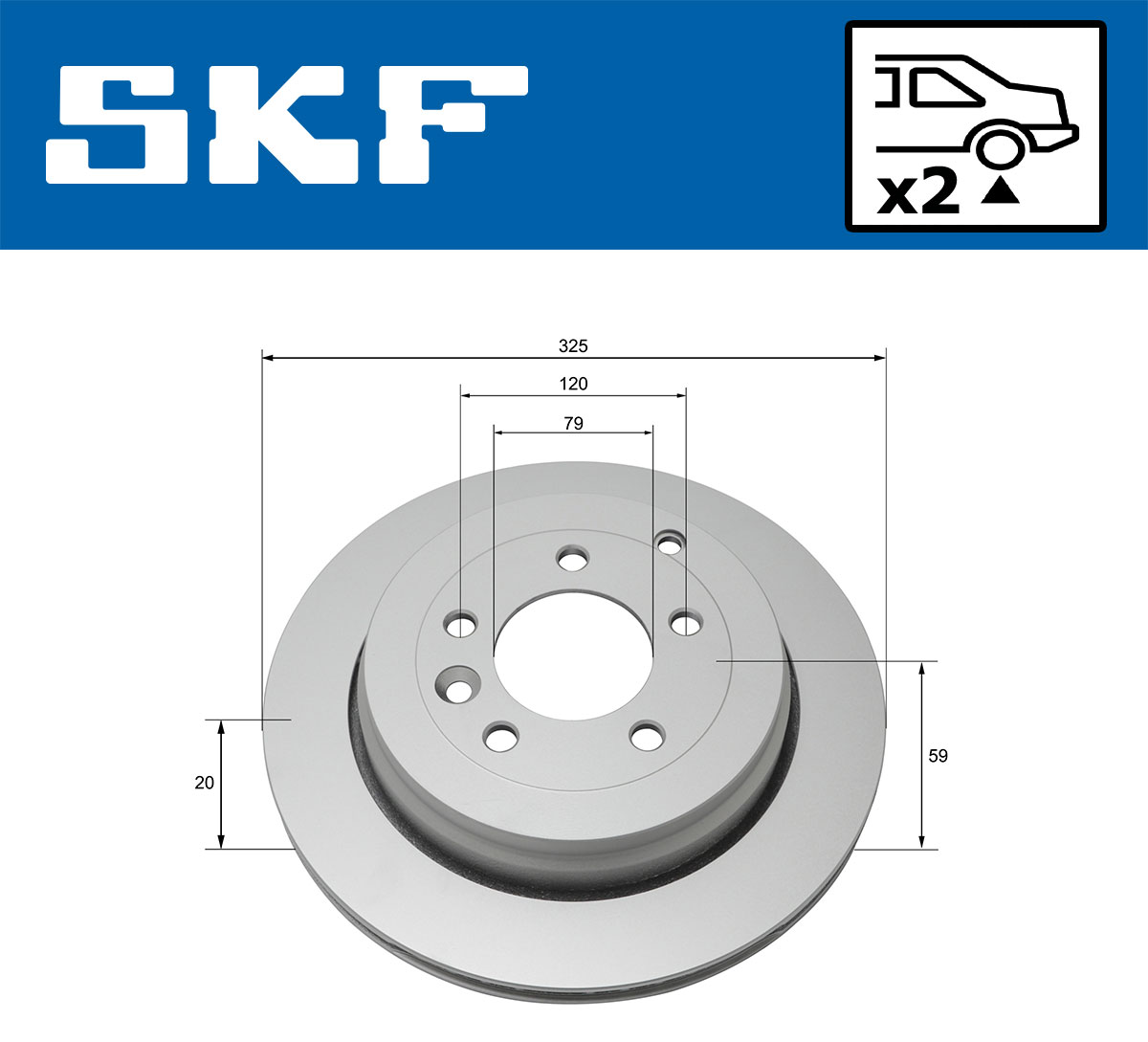 SKF Bremseskive vkbd90316v2 325mm 20mm for LAND ROVER