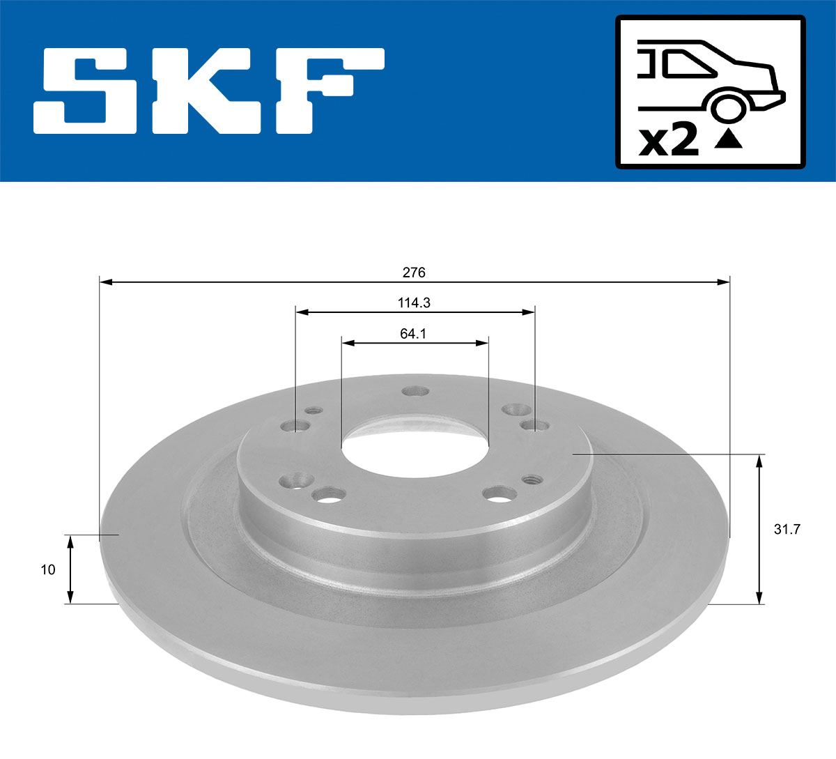 SKF Bremseskive vkbd90318s2 276mm 10mm for HONDA