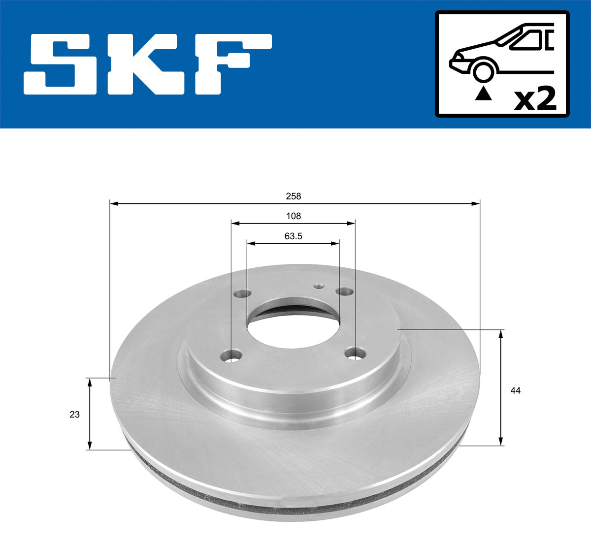 SKF Bremseskive vkbd80027v2 258mm 23mm for FORD