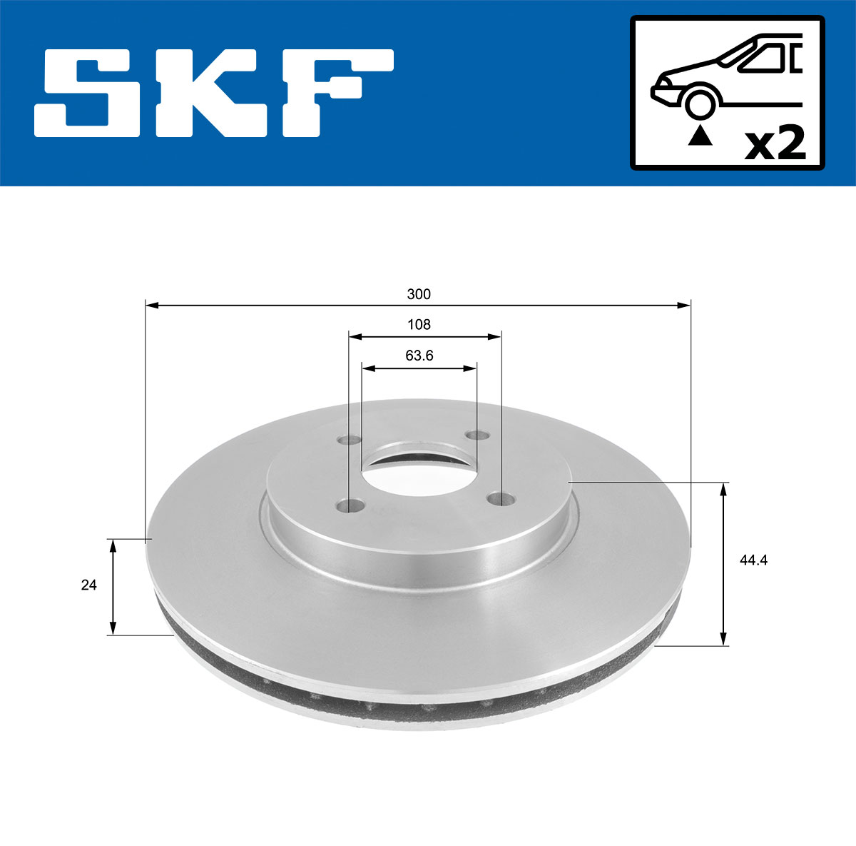 SKF Bremseskive vkbd80334v2 300mm 24mm for FORD