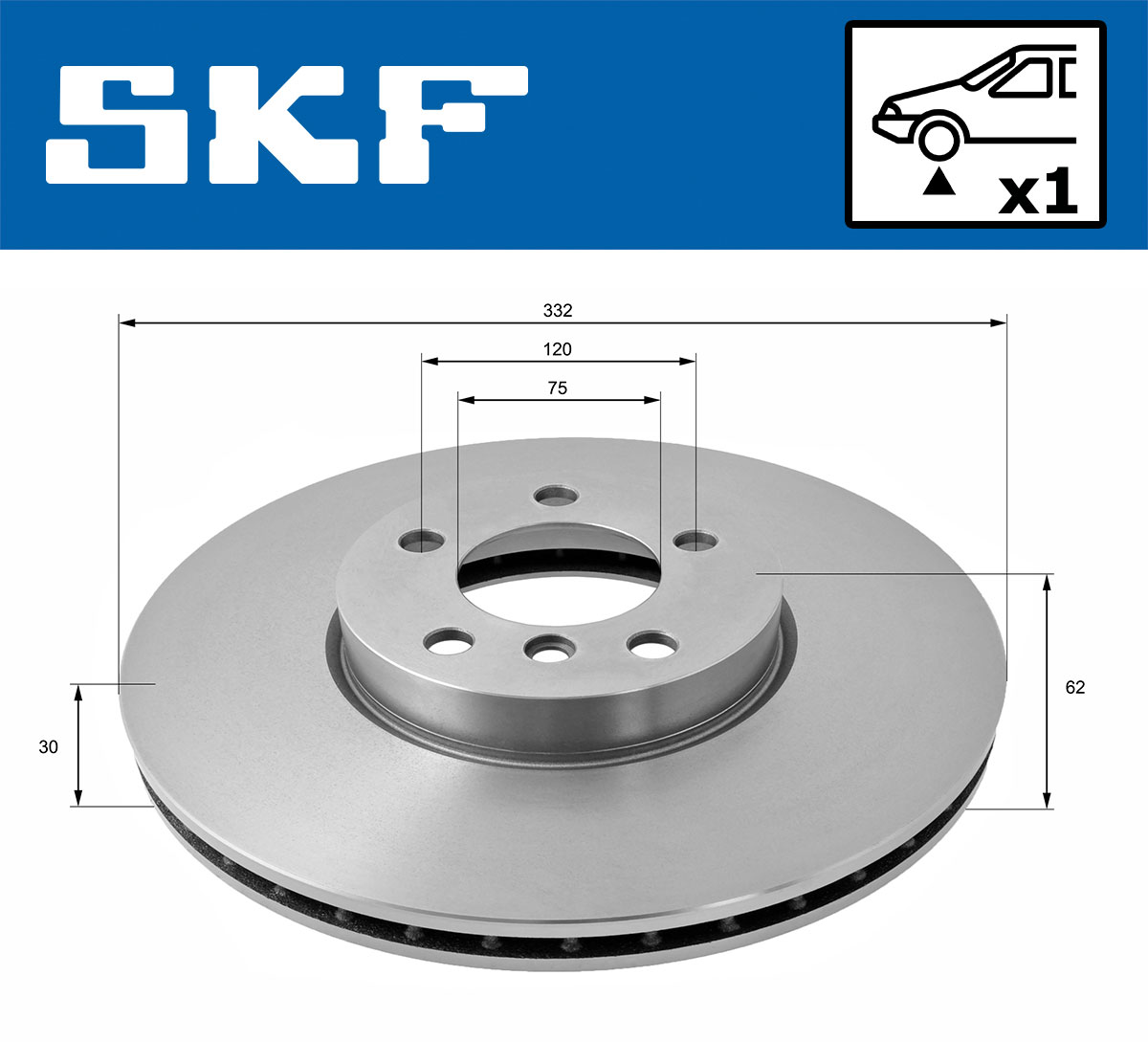 SKF Bremseskive vkbd80339v1 332mm 30mm for BMW