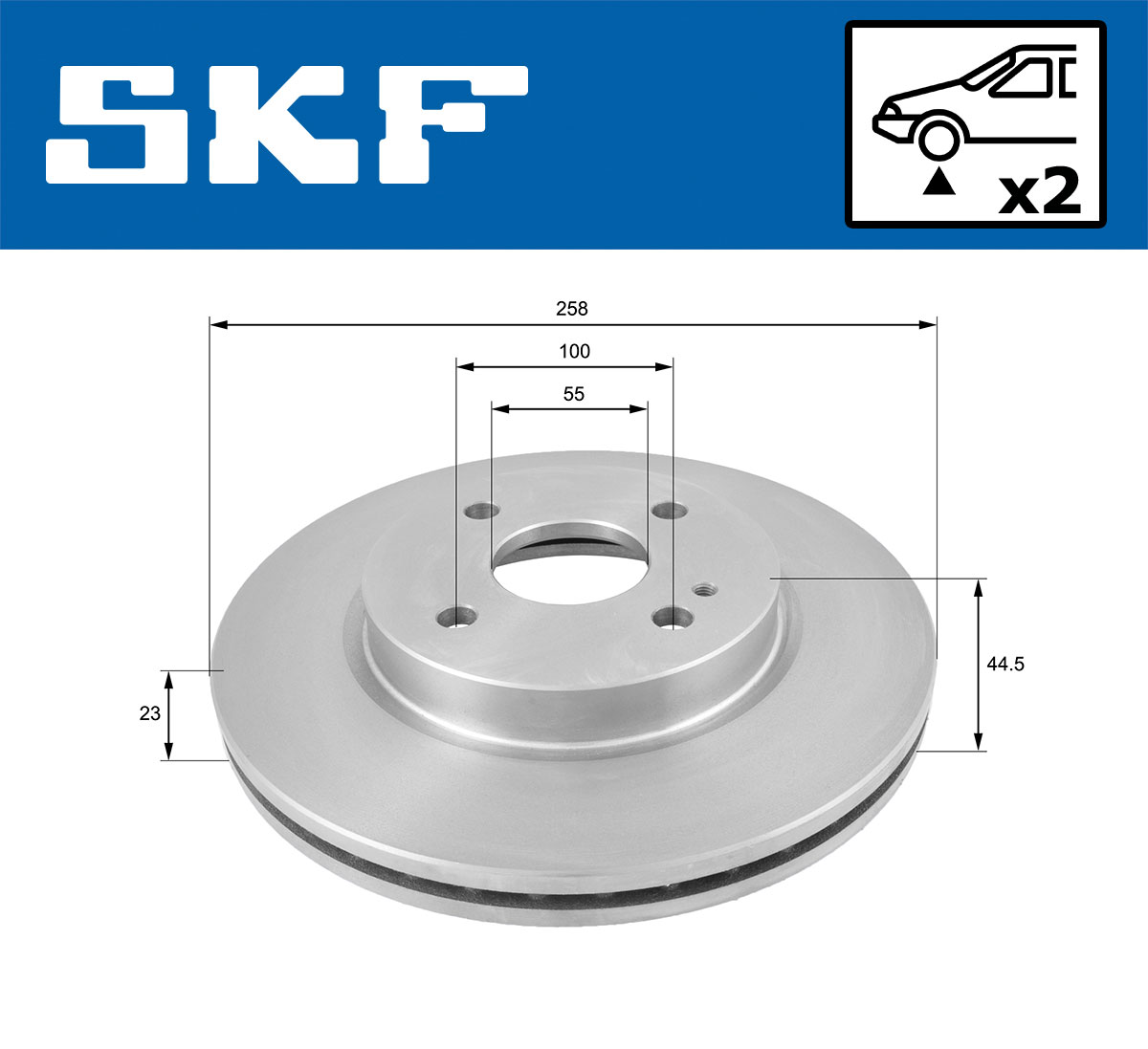 SKF Bremseskive vkbd80351v2 258mm 23mm for FORD