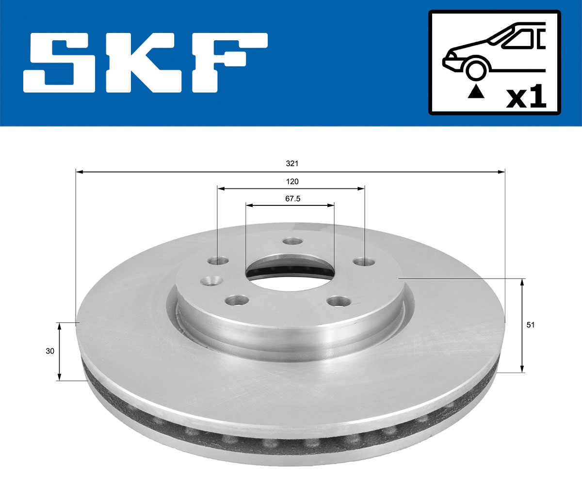 SKF Bremseskive vkbd80360v1 321mm 30mm for CHEVROLET VAUXHALL OPEL SAAB