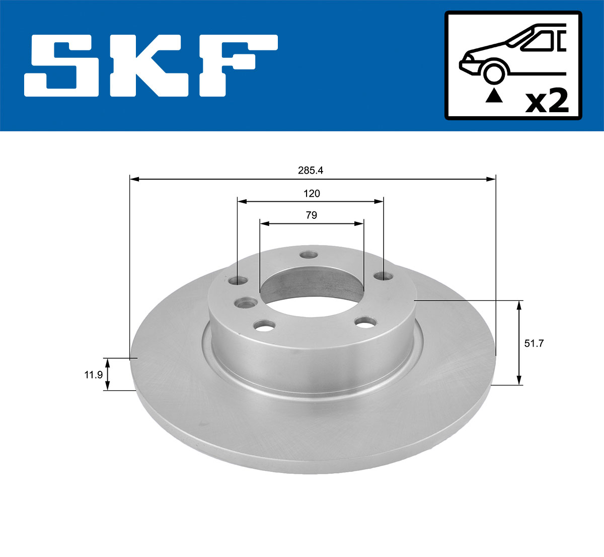SKF Bremseskive vkbd80408s2 286mm 12mm for BMW