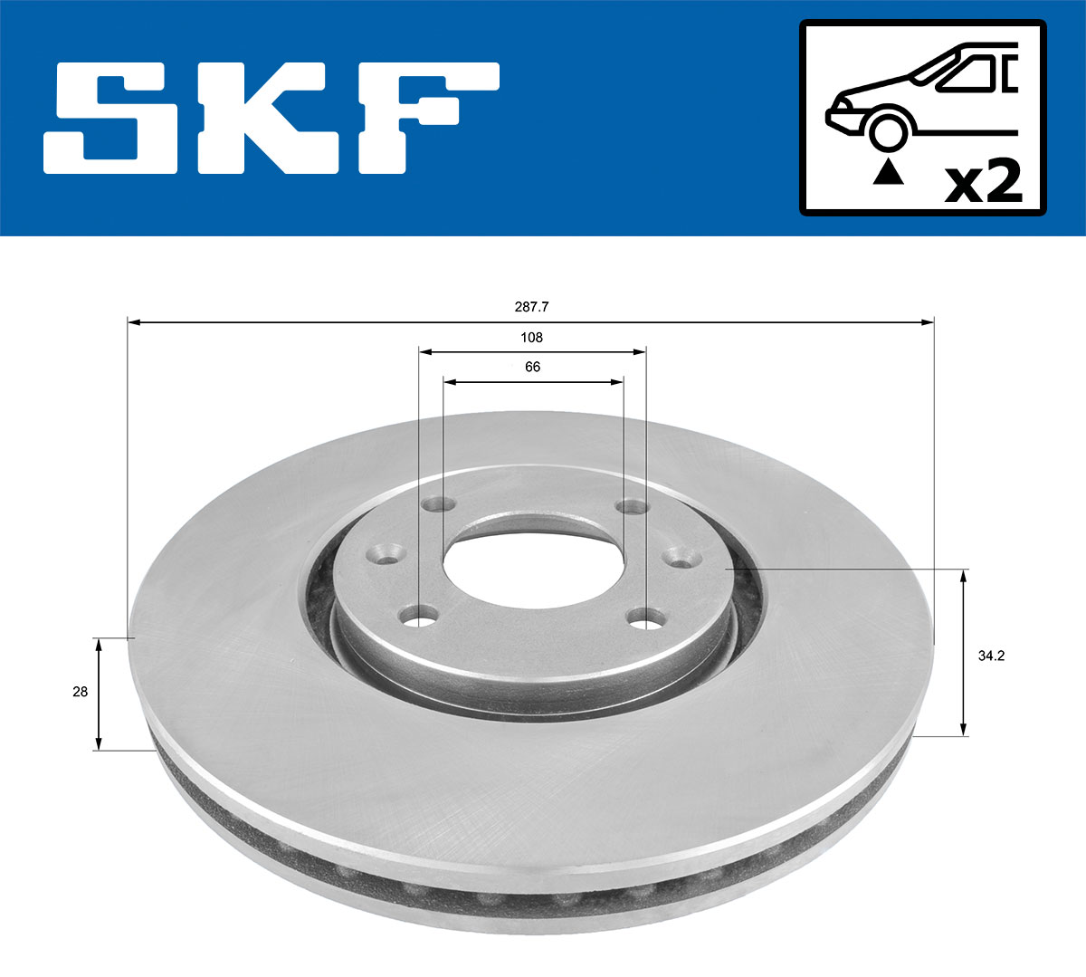 SKF Bremseskive vkbd80428v2 288mm 28mm for CITROËN