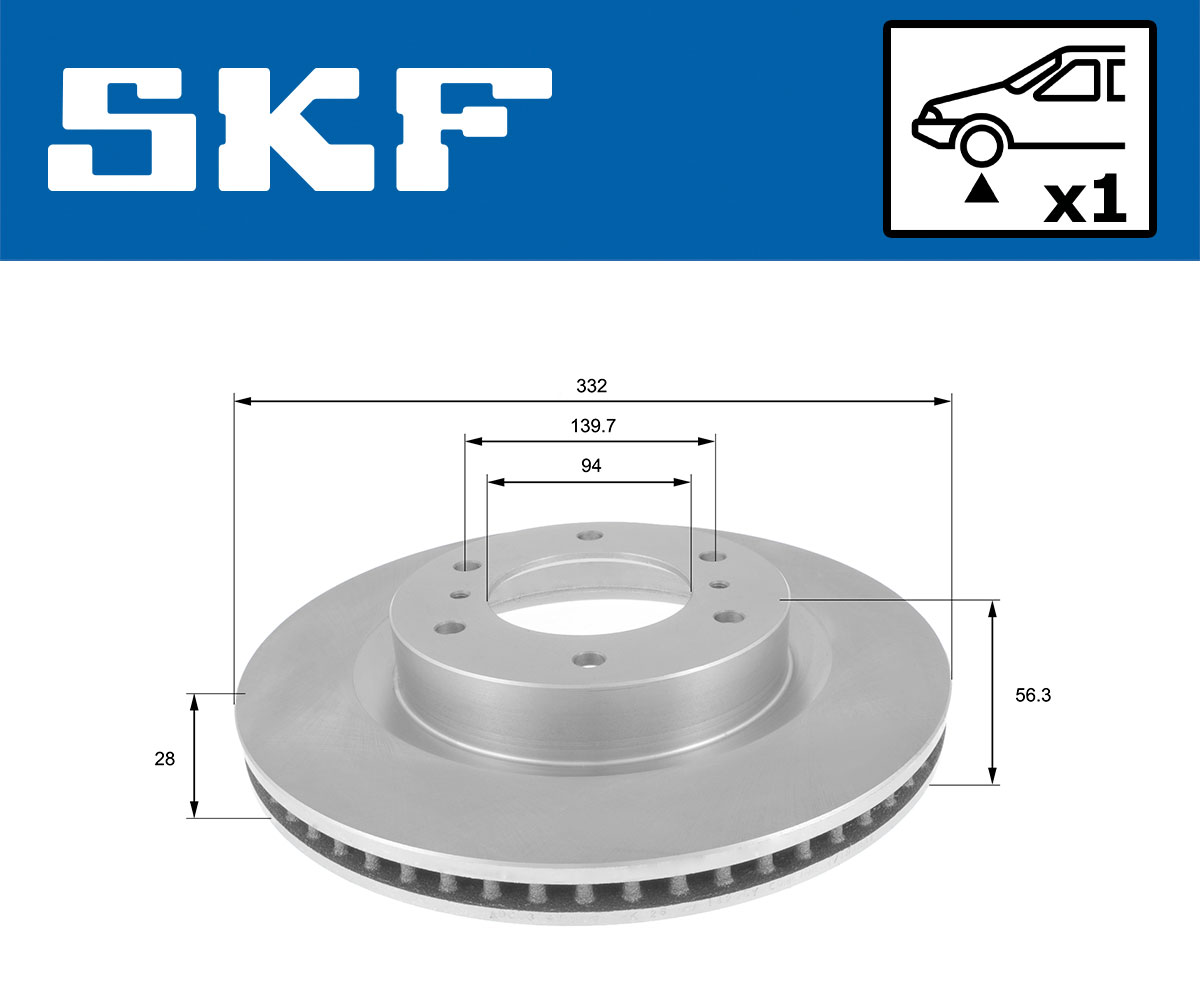 SKF Bremseskive vkbd80433v1 332mm 28mm for MITSUBISHI