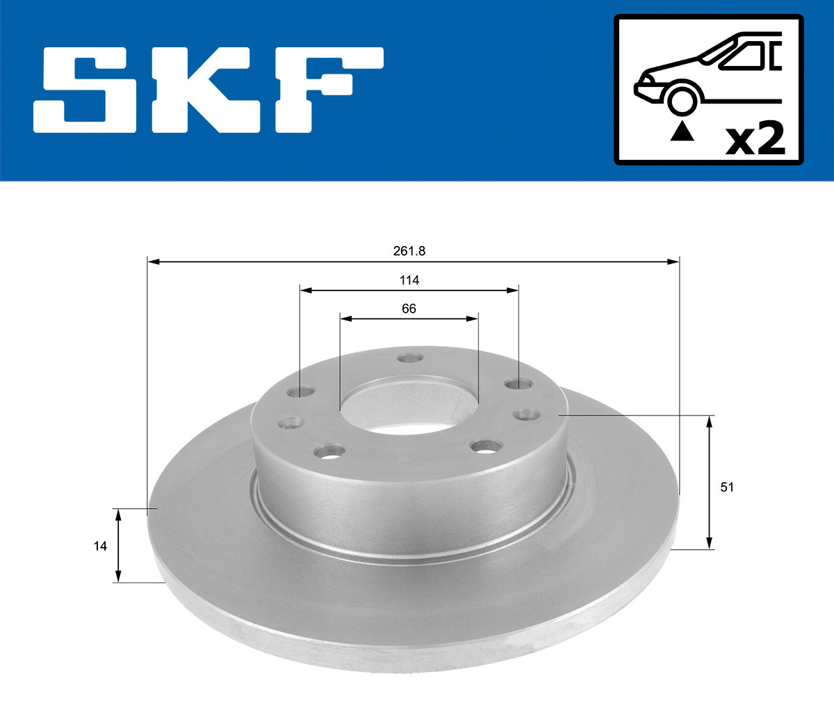 SKF Bremseskive vkbd80440s2 262mm 14mm for LAND ROVER